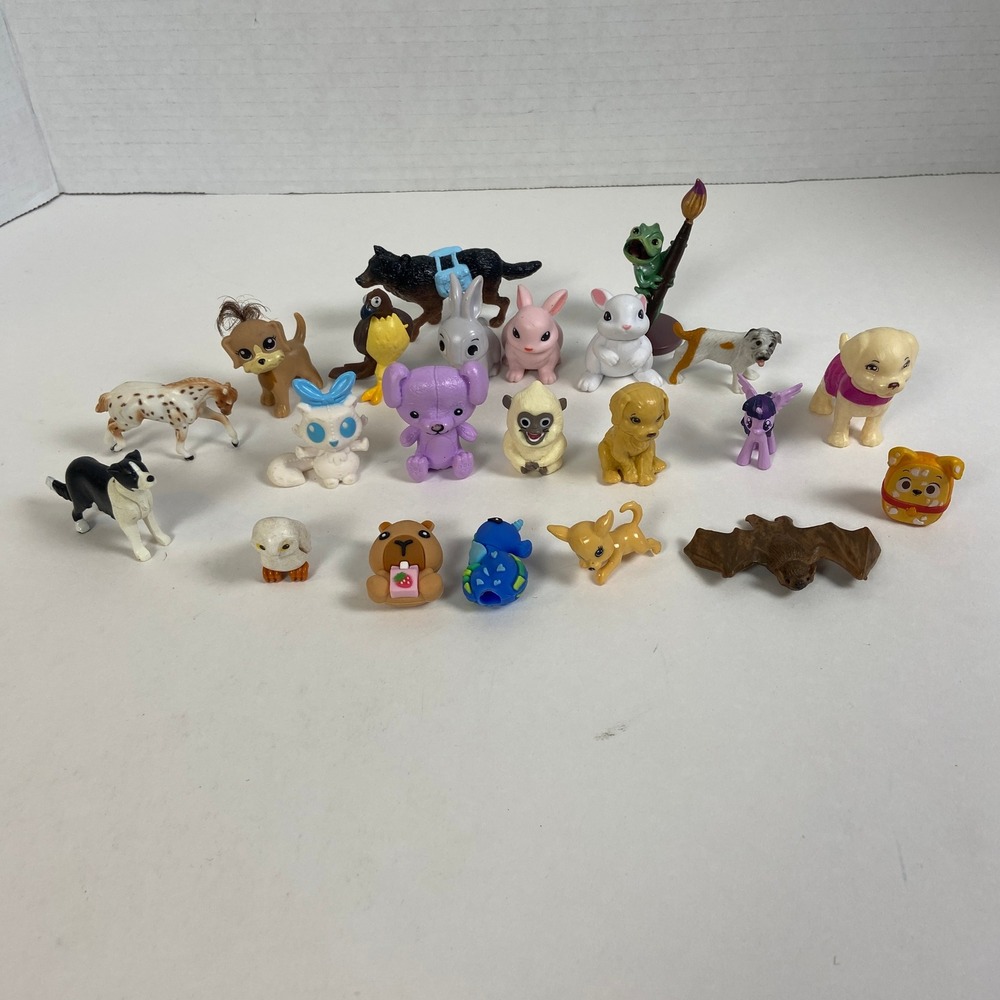 22 Piece Animal Figure Toy Lot Vintage / Modern My Little Pony Pascal Dogs Birds